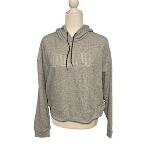 Puma Women's Sweatshirt Rebel Hoodie Large Gray Heather Relaxed Pullover New